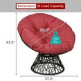 thumbnail image 3 of Costway Rattan Papasan Chair Ergonomic Chair 360-degree Swivel Soft Cushion Garden Burgundy, 3 of 11