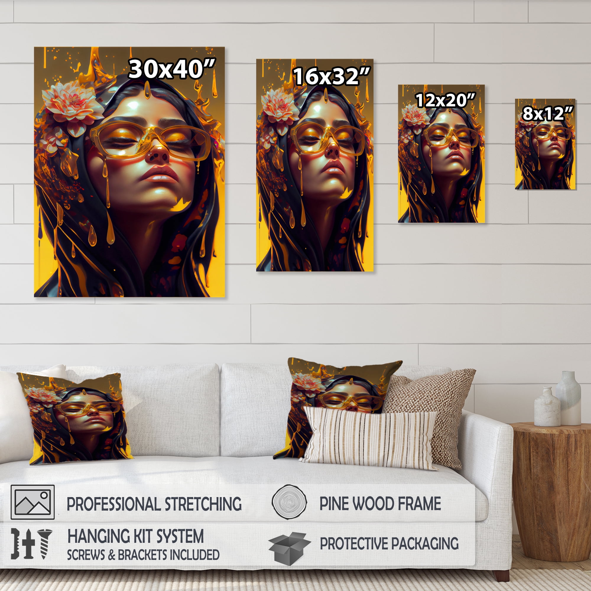 Designart Stylish Arabic Woman With Floral Hijab III Canvas Wall Art