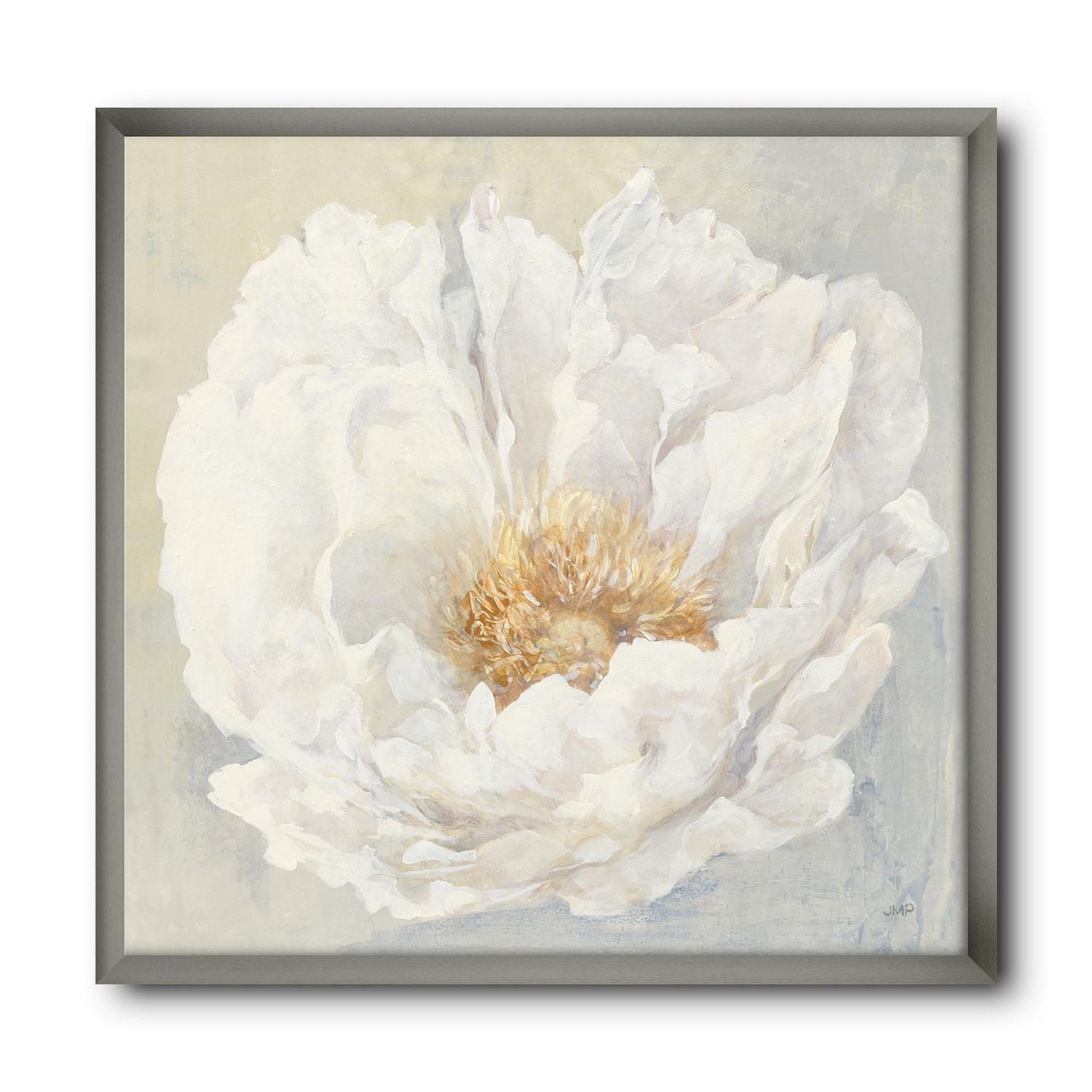 Designart White Serene Peony Framed Wall Art