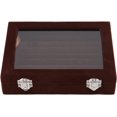 thumbnail image 2 of Jewelry Organizer, Jewelry Box, Compressed Wood and Velvet Lining Elegant Jewelry Display Box with Clear Glass Lid Enables Clear Display of Your Stored Jewelries while Keeping Them Dust Free, Brown, 2 of 7