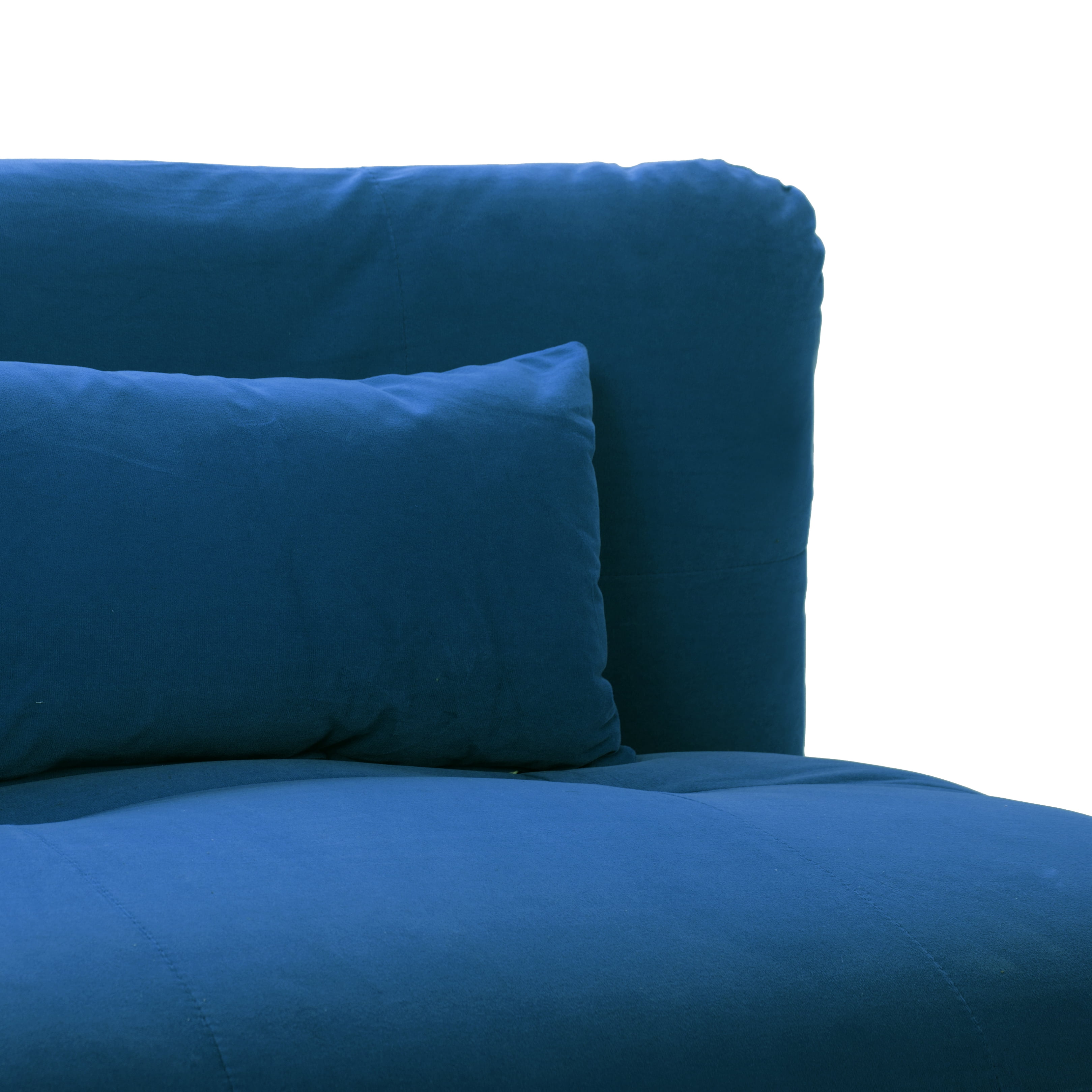 BSHTI 70" Velvet Convertible Futon Sofa Bed with Split Back & 5-Position Adjustment, Metal Frame, Tapered Legs, for Small Space & Guest Room,Blue