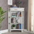 thumbnail image 2 of Leick Home Riley Holliday 3-Shelf Corner Bookcase with Drawer in Weathered White, 2 of 3
