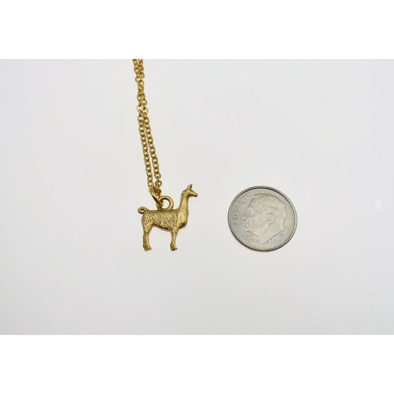 Llama necklace in gold plated pewter on an 18