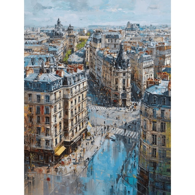 Qisvanset Paris Street Impressionist Canvas Print 12x16 Inch Bedroom Decor