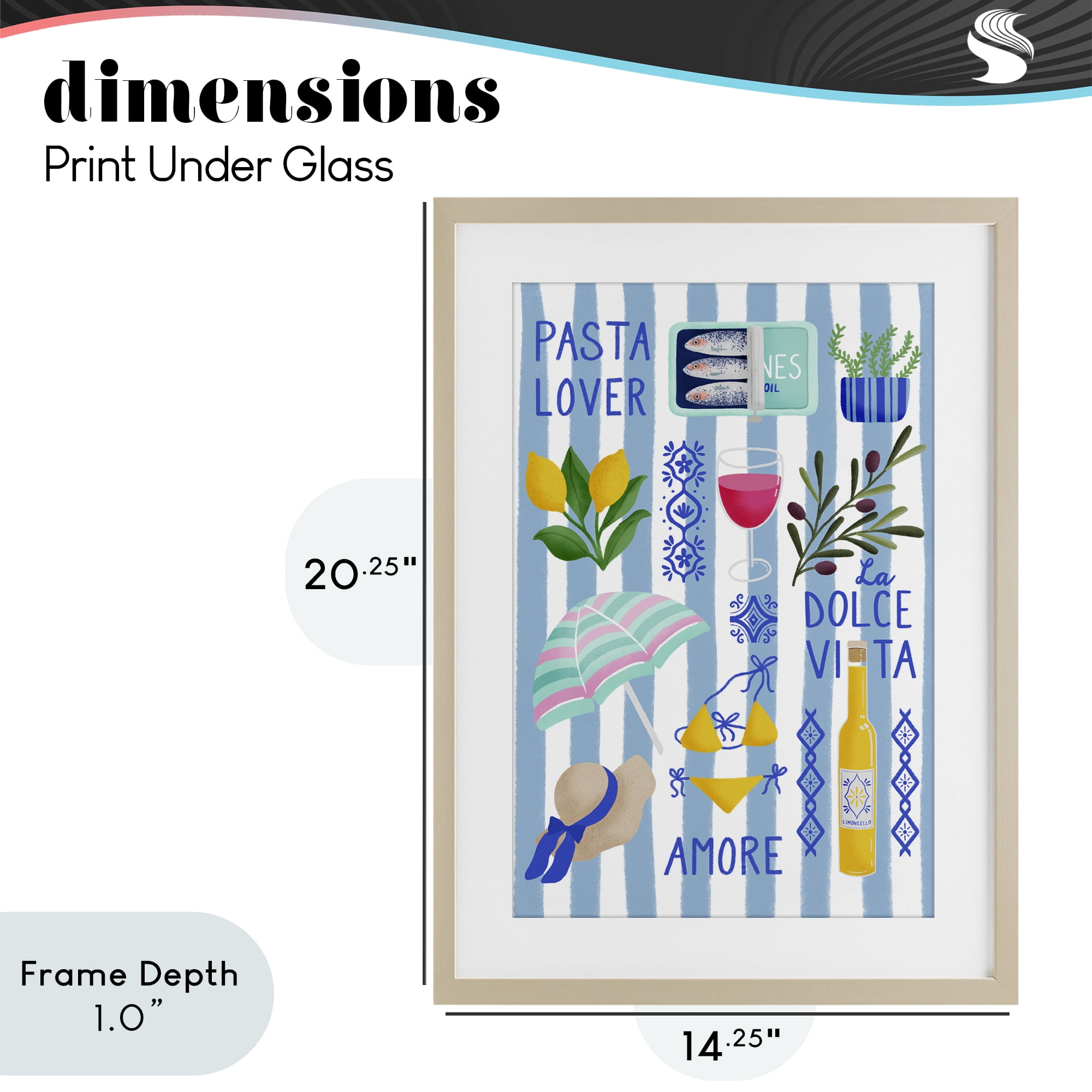 Stupell Industries Pasta Lover Mediterranean Birch Framed Print Under Glass, design by Metka Hiti