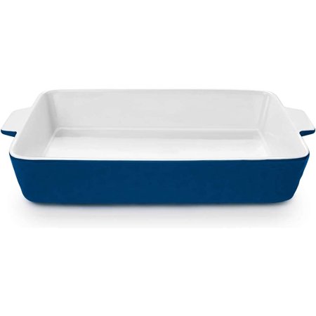 Ceramic Baking Dish, Casserole Dish for Oven, Lasagna Pan Deep, 9x13 Baking Pan with Handles, Porcelain Bakeware for Lasagna, Baking, Cooking, Kitchen, Daily Use, Wedding Gift (Dark Blue)