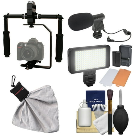 Rps Studio Lighting (RPS Studio FloPod Digital SLR Camera Video Stabilizer Bracket with LED Video Light & Microphone +)