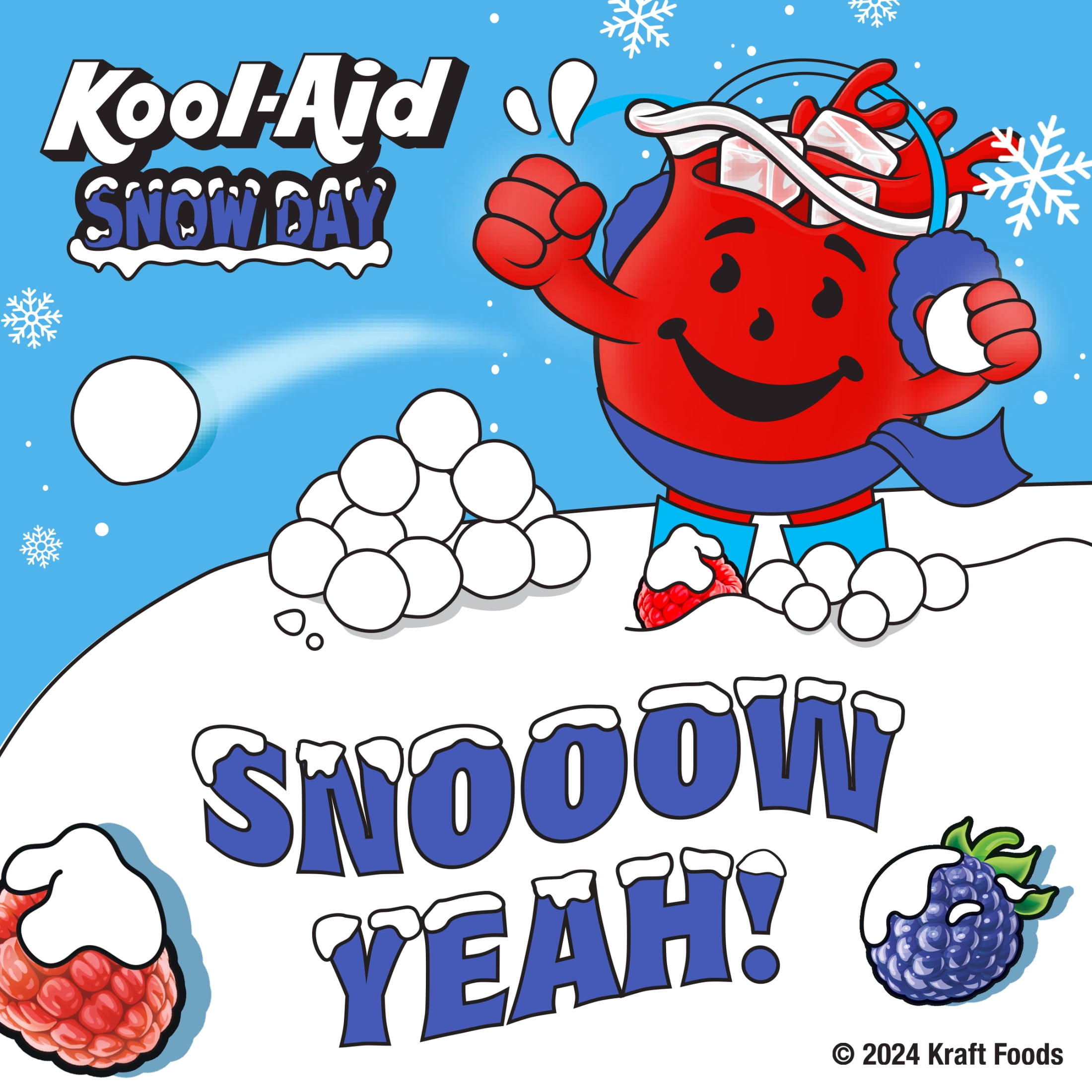 (4 pack) Kool-Aid Snow Day Artificially Flavored Drink, 10 Pouches, for School Lunches and On-the-Go Hydration, Brrr Berry Artificially Flavored, Excellent Source of Vitamin C, 6 fl oz