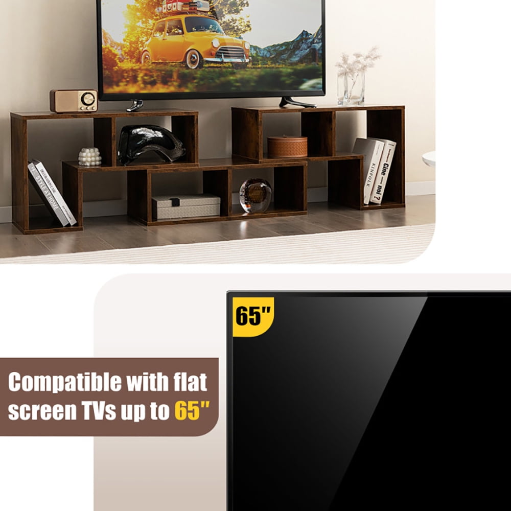 Finihen TV Stand, TV Cabinet, 3 Pieces Console TV Stand for TVs up to 65 Inch with Shelves, for Living Room, Brown