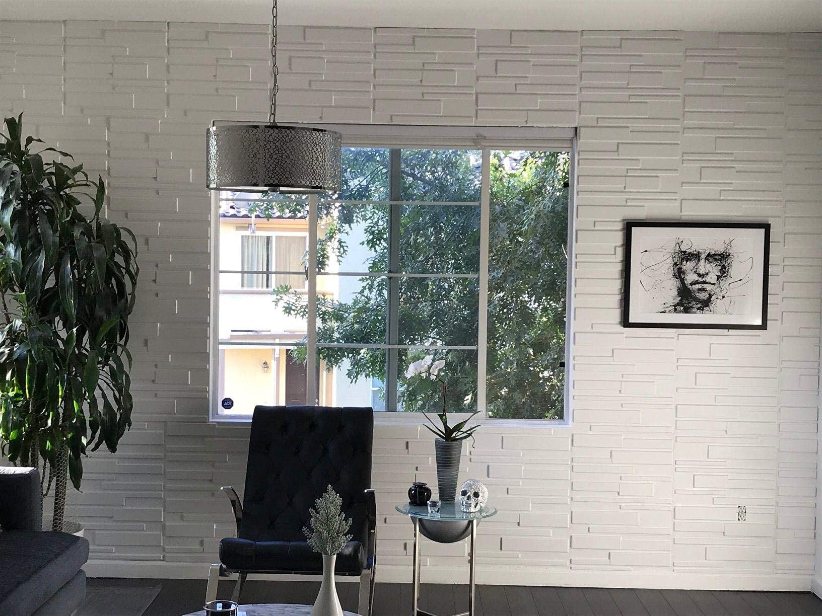 Art3d 12 Pack Wall Panels Brick Design 3D Wall Panels PVC, White 32 Sq.ft