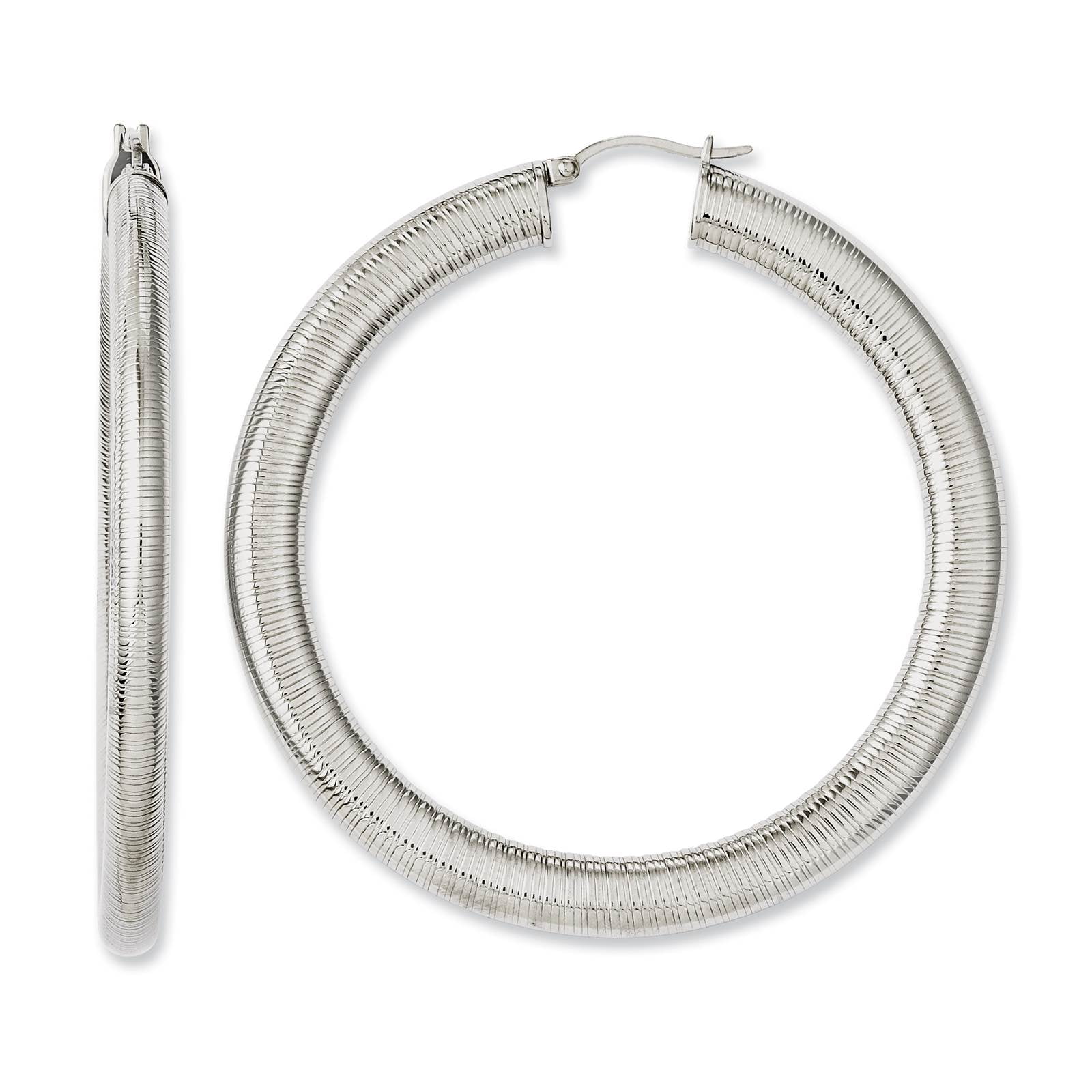 Stainless Steel Small Textured Hollow Hoop Earrings