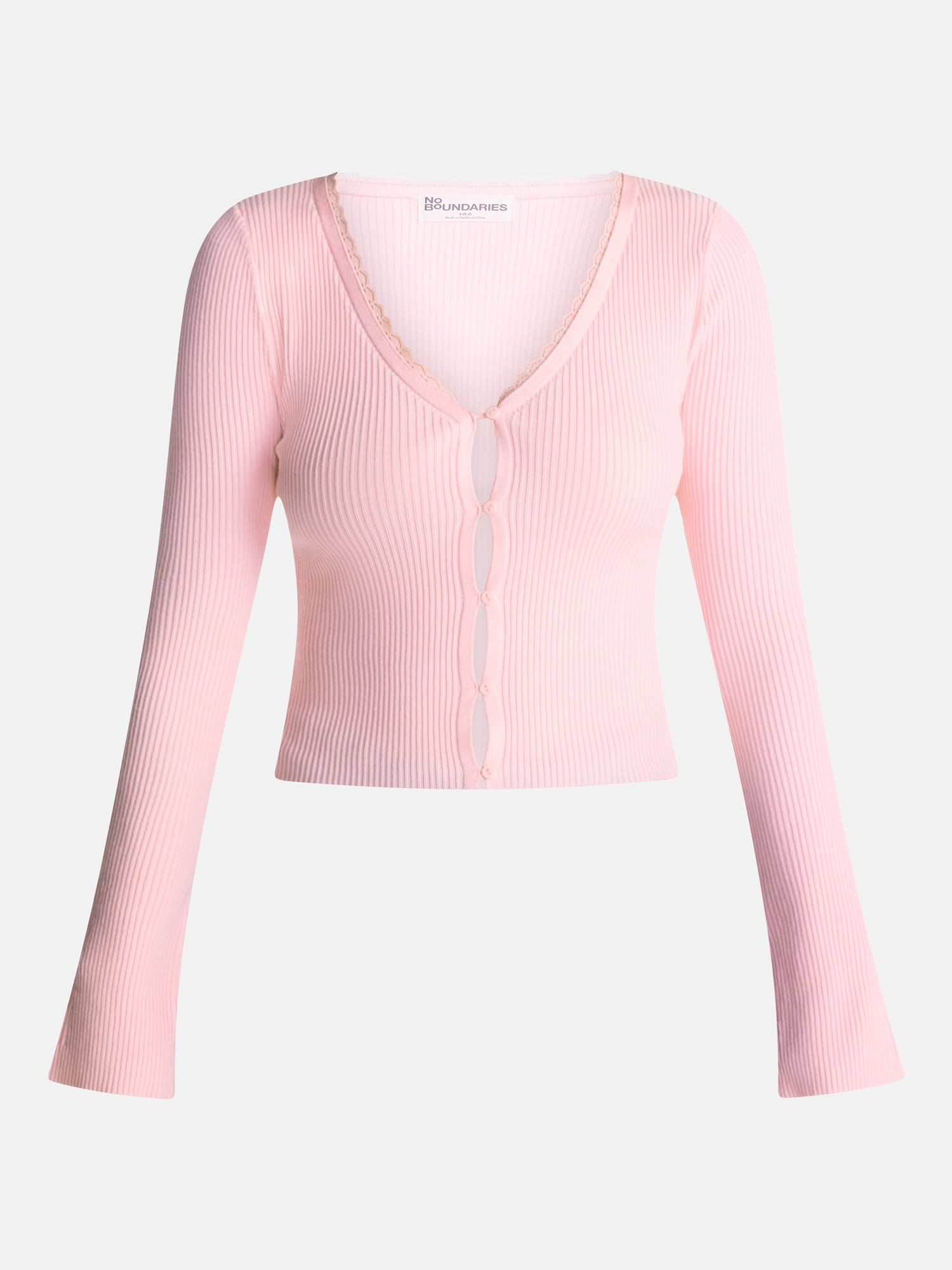 No Boundaries Lace Trim Cardigan, Women's XXS-XXL
