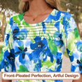 thumbnail image 4 of B-bfgl 3X-Large 3/4 Length Sleeve Shirts for Womens Pleated Summer Tops 2025 Ruffle Bell Sleeve Fasion Trendy Spring Blouses, 4 of 5