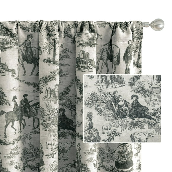 Cortinas DriftAway de 96 pulgadas, diseño vintage, opacas, térmicas, 2 paneles