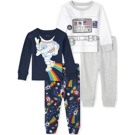 

The Children s Place Baby Boy & Toddler Boy Long Sleeve and Long Leg Pant Tight Fitting Cotton 4 Pc Sleepwear Set Sizes 12 Months-5T