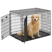 MidWest Ultima Pro (Professional Series & Most Durable Dog Crate) | Extra-Strong Double Door Folding Metal Dog Crate w/Divider Panel, Floor Protecting "Roller Feet" & Leak-Proof Plastic Pan