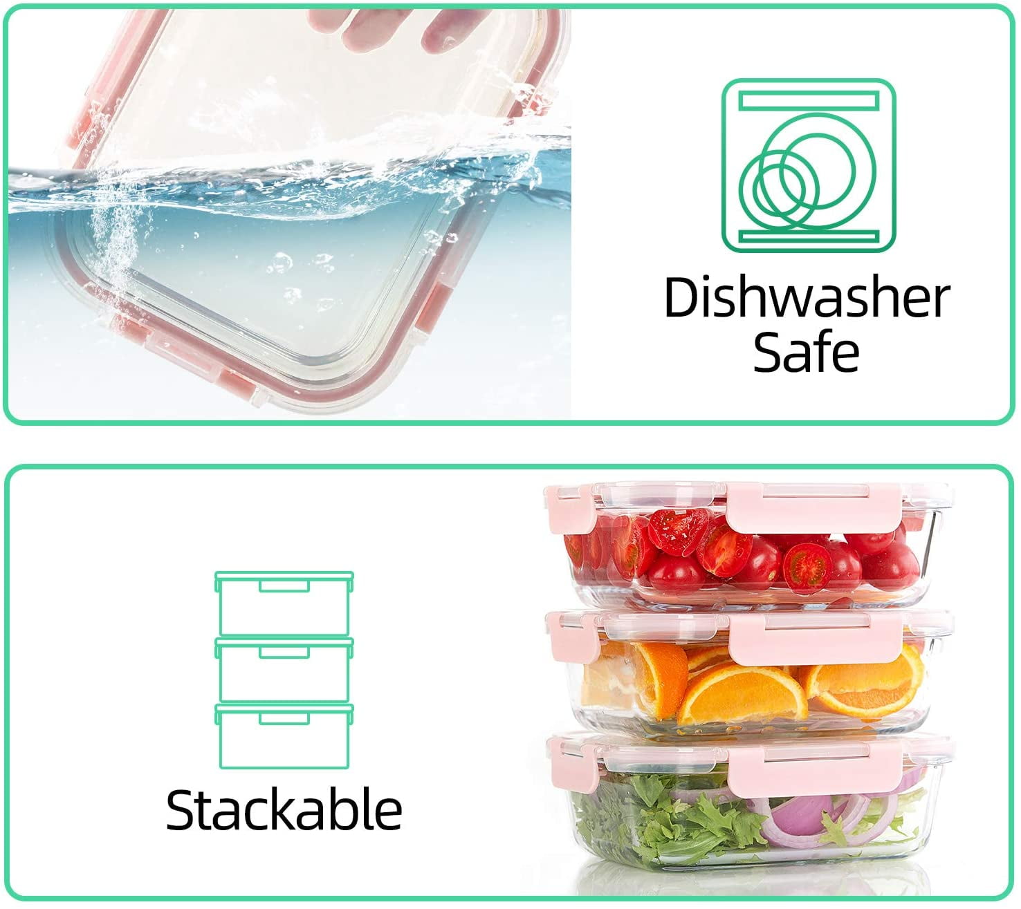 DAS TRUST 10 Pack Glass Meal Prep Containers Reusable Microwave Safe Meal  Prep Bowls Glass Food Storage Containers Glass Food Prep Containers with  Lid