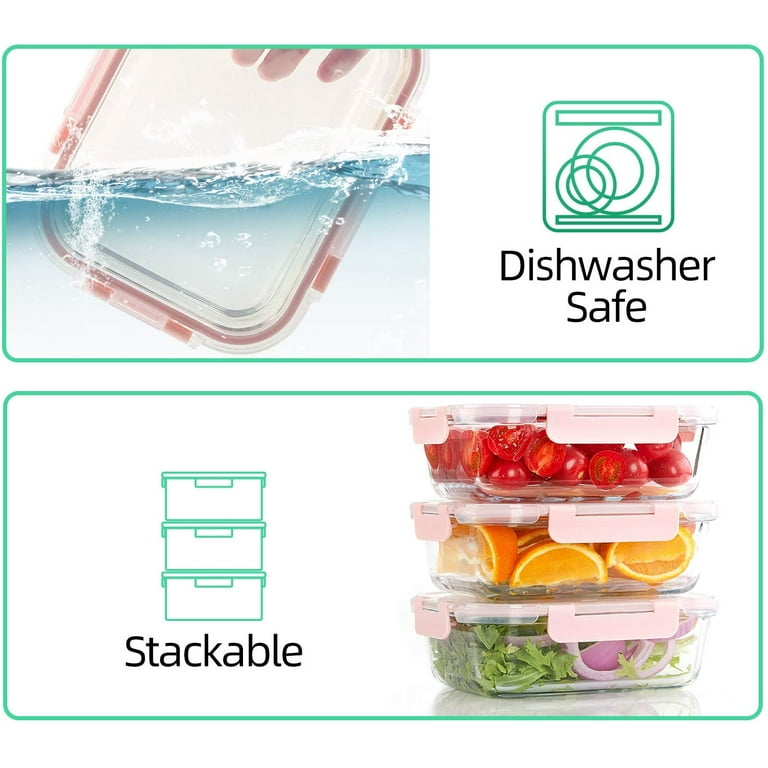 FineDine Glass Meal Prep Food Storage Container - Airtight, Leakproof,  Microwave & Dishwasher Safe - Perfect for Snacks, Dips, and Meal Prep  (Teal) 6