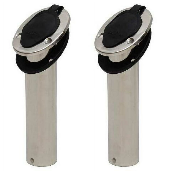 Sea Fox Boat Rod Holders | 40 Degree Stainless w/ Flush Caps (Pair)