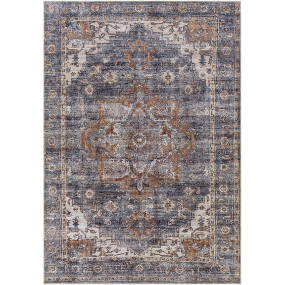 BoutiqueRugs Lagangilang Traditional Area Rug - Machine Washable - Camel, Charcoal, MediumBrown - 18" x 18" Sample