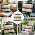 thumbnail image 6 of Black Gray Orange Stripes Throw Pillow Cover Modern Art Cotton Linen Cushion Cover Throw Pillow Case with Invisible Zipper for Couch Sofa Bed Chair Car 16x16 Inch, 6 of 9