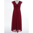 thumbnail image 4 of YiZYiF Girls Chiffon Ruffles Sleeve V Neck Formal Party Dress Juniors Bridesmaid Maxi Dress Prom Gown Burgundy 6, 4 of 7