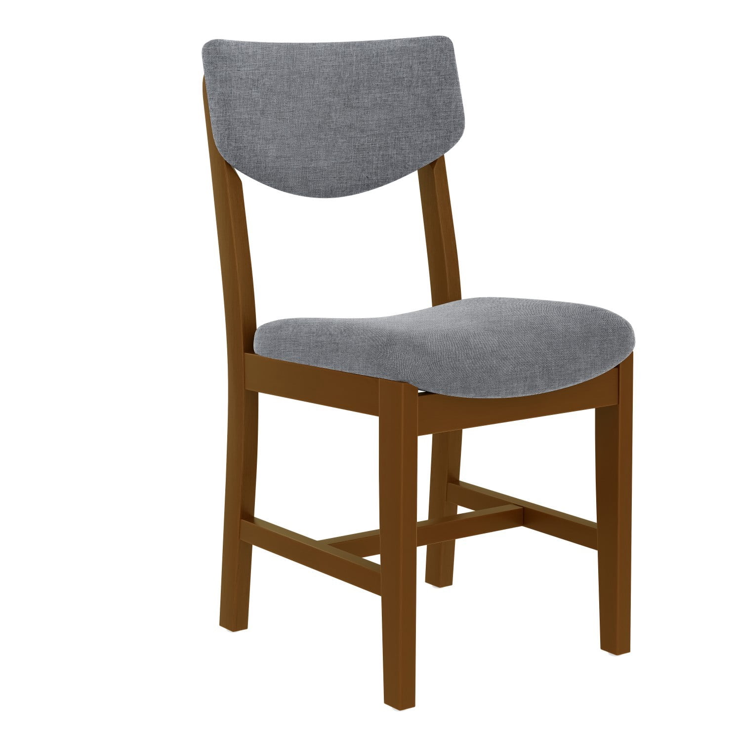 Rustic Farmhouse Dining Chairs Set of 4 Solid Wood Dining Chairs with Gray Fabric Upholstered Seat and Backrest Accent Chairs for Kitchen Dining Room Living Room, Walnut