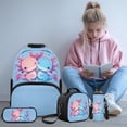 thumbnail image 2 of Yspwyqan Blue Axolotl Heart Backpack Set With Lunch Box Pencil Case Girls, 4Pcs 17 Inch School Backpack Fits 13 Inch Laptop, Large Capacity Adjustable Straps for Middle High School, 2 of 7