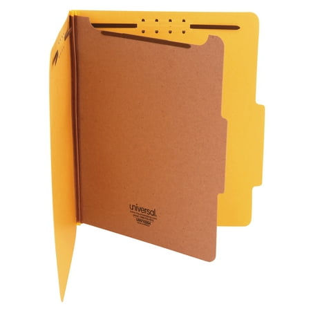 Color Pressguard Classification Folder Universal Pressboard Classification Folders, Letter, Four-Section, Yellow, 10/Box -UNV10204 ()