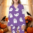 thumbnail image 2 of Afdoent Girls Pajamas Set Halloween Ghost Print Sleepwear Soft Long Sleeve Button-Down Sleepwear Nightwear 2Pcs Pajama Sets Loungewear Comfortable For Kids Holiday 3-4 Years, 2 of 5