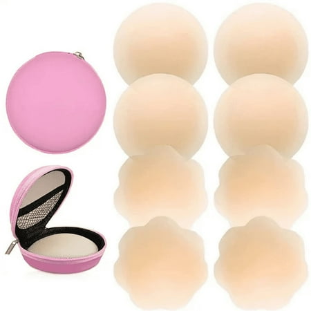 SIISLL 4 Pairs Nipple Cover for Women Reusable  Adhesive Silicone Nipple Pasties with Case  Sticky Bra Pasties Petals