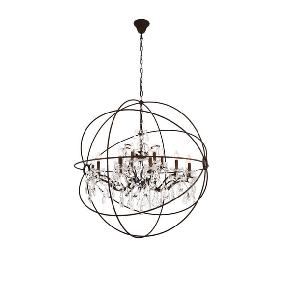 Elegant Lighting Geneva 44" 18 Light Royal Crystal Pendant Lamp