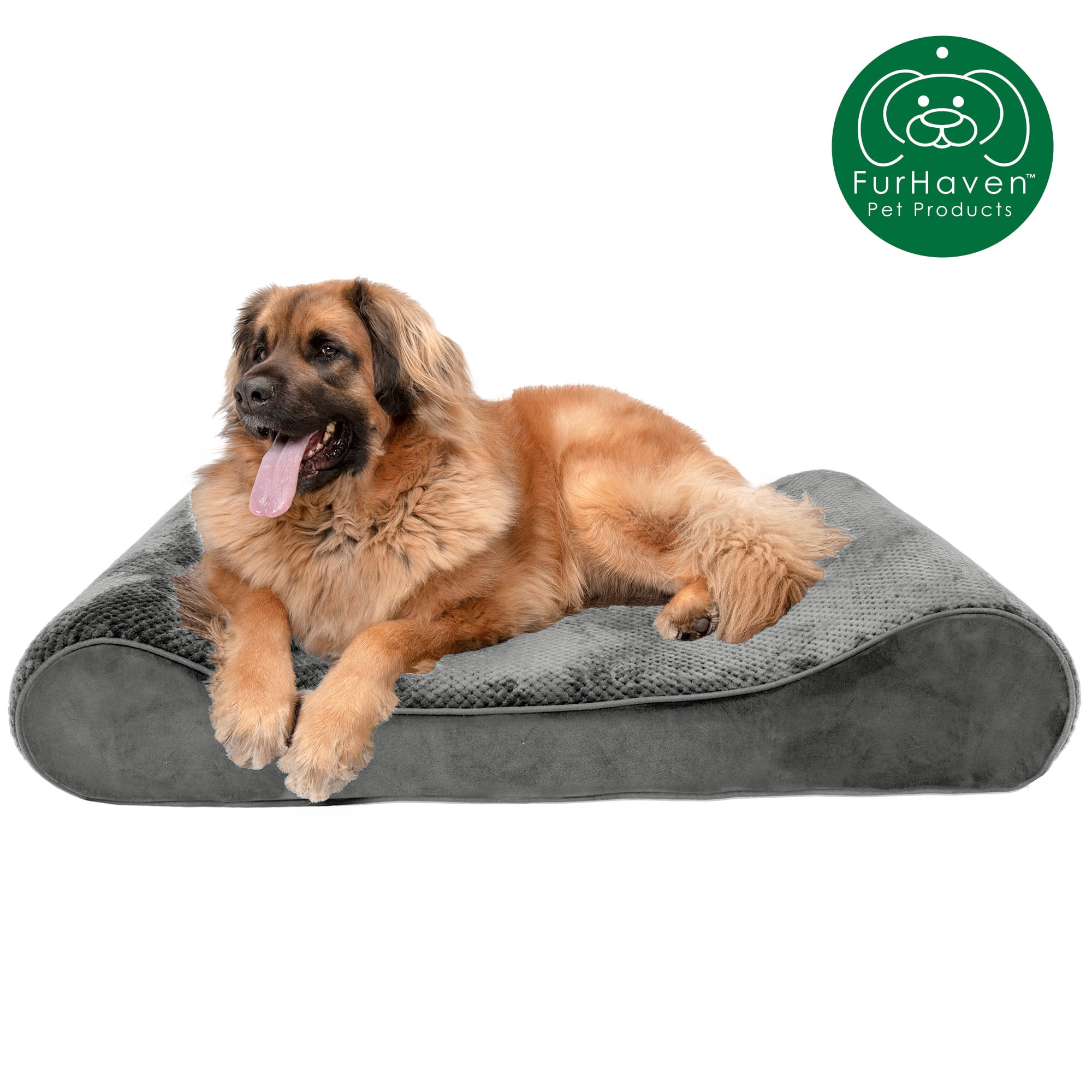 Furhaven Pet Dog Bed Orthopedic Ergonomic Luxe Lounger Cradle Mattress Pet Bed w/ Removable Cover for Dogs & Cats Available in Multiple Colors & Styles 