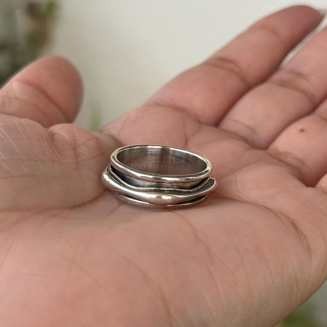 SS DESIGNS- Handmade Boho Fidget Spinner ring for women, 925 boho Spinner ring for her, Thumb spinner ring for her, Birthday gift rings