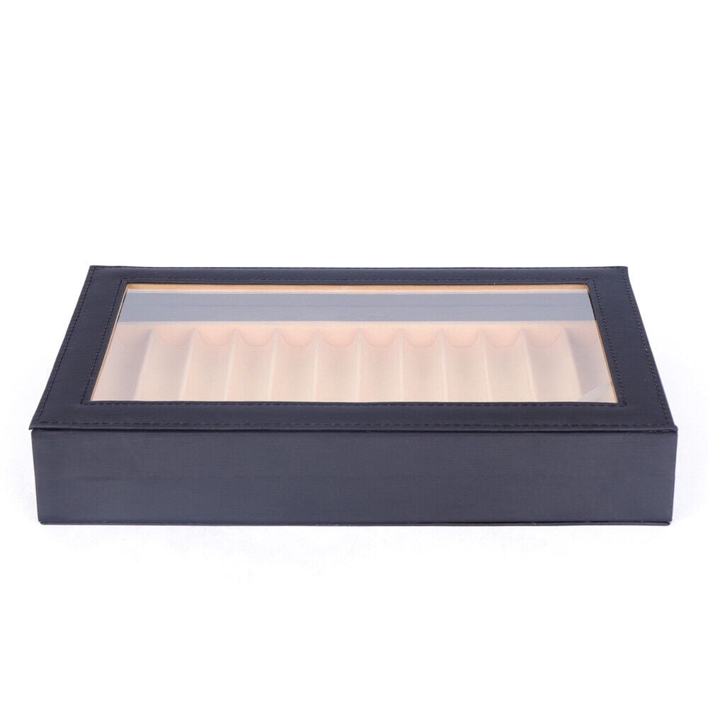 12 Slot Leather Fountain Pen Storage Collector Box Display Case Wood Pen Box