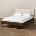thumbnail image 5 of Baxton Studio Mitchell Walnut Wood Beige Fabric King Size Platform Bed, 5 of 16