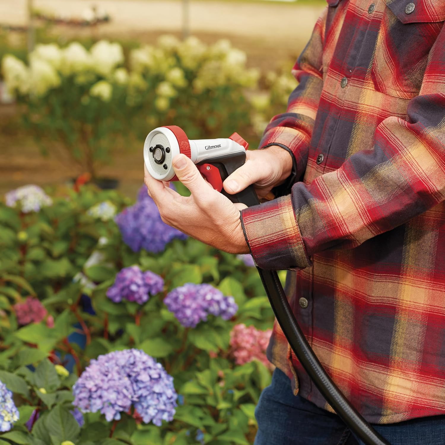 Pro Heavy Duty Garden Hose Nozzle with 5 Adjustable Spray Patterns, Water Hose Nozzle for Watering Garden or Lawn, Silver