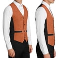 thumbnail image 6 of hoksml Men's Glitter V-Neck Suit Vest, 4 Button Slim Fit Formal Waistcoat with Adjustable Back Strap and Pockets, Wedding Party Dress Vest, 6 of 9
