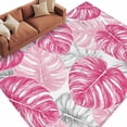 thumbnail image 2 of 5'x8' Area Rugs, Pink Palm Leaf Indoor Outdoor Area Rug for Living Room Bedroom, Tropical Vintage Grey Summer Plant Washable Bathroom Rugs Kitchen Floor Carpet Mats Home Decor Aesthetic, 2 of 8