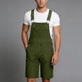thumbnail image 3 of Afuyipoi Men's Washed Denim Overalls Shorts, with Chest Pocket Workwear Bib Shorts with Adjustable Straps Army Green 2XL, 3 of 9