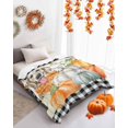 thumbnail image 4 of Fall Flannel Blanket for Bed,Travel and Camping, Pumpkin Leaves Maple Leaves Flowers Dog Plaid Super Soft Cozy Blanket for All Seasons 40"x60", 4 of 6