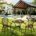 thumbnail image 2 of 3-Piece Cast Aluminum Patio Bistro Furniture Set with  Umbrella Hole for Yard, Garden, Balcony, Poolside, 2 of 9