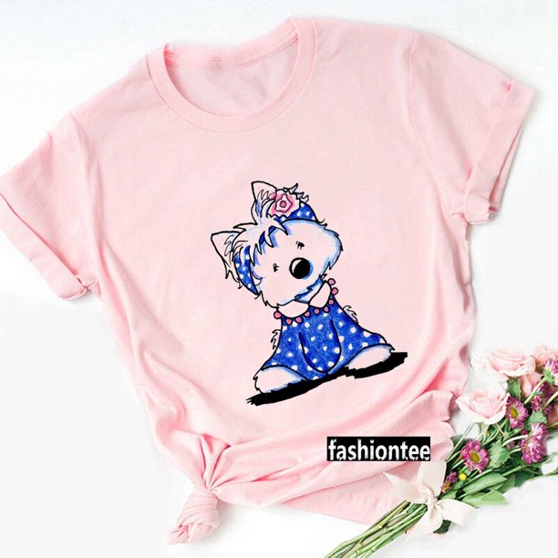 2022 Summer New Yorkie Mama Cute Dog Lover Dog Mom Gift Mother's Day Ladies T Shirt White Pink Ladies T Shirt Loose Comfort TopM Gao Jinjia LED