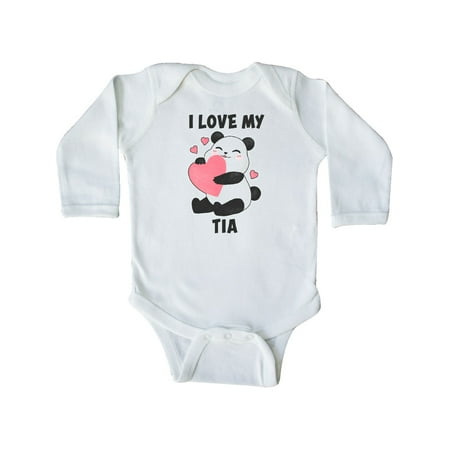 

Inktastic I Love My Tia with Panda Illustration Gift Baby Boy or Baby Girl Long Sleeve Bodysuit