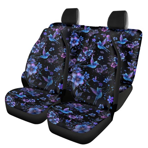 Psesaysky Hummingbird Floral Pattern Car Seat Covers 3 Pieces Car Seat Covers Full Set Fashion Interior Decor Suitable for Truck Cars