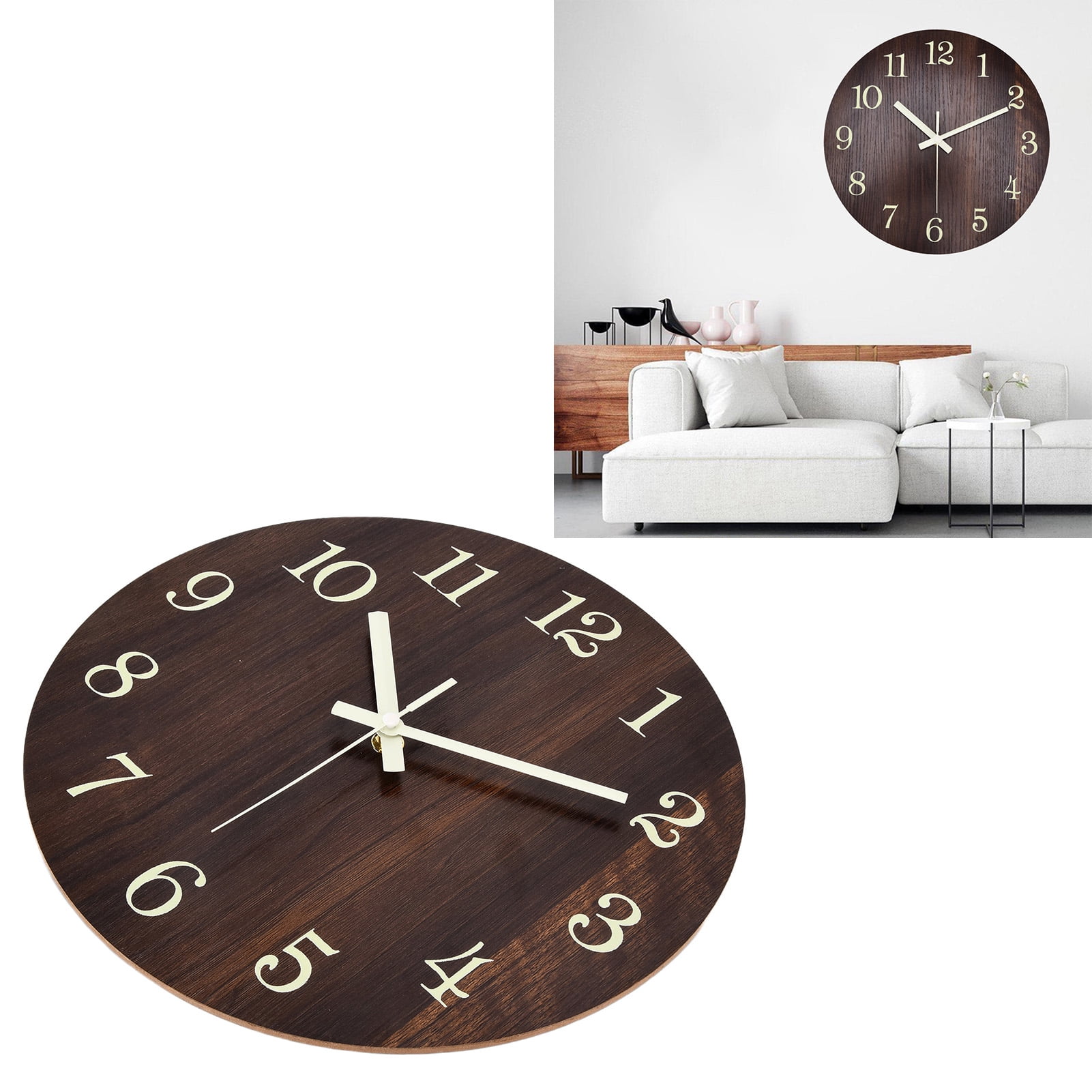 Brrnoo Retro Wall Clock,Wood Wall Clock Retro Style Quiet Silent Quartz