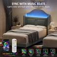 thumbnail image 3 of Twin Bed Frame, Upholstered Velvet Cute Platform Bed for Boys/Girls with Wingback, Storage Bookcase Headboard & LED Lights, No Box Spring Needed, Noise-Free, Easy Assembly, 3 of 6