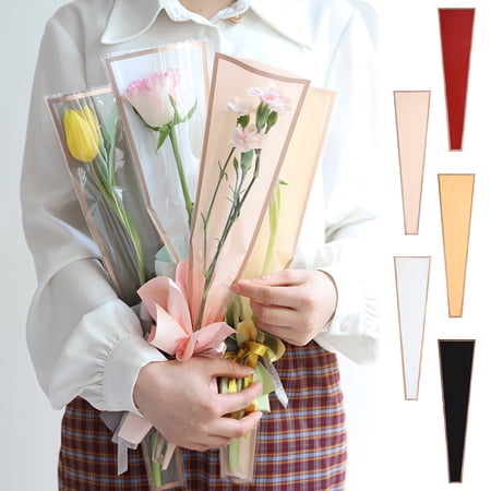 AYktou 50 Pcs Trapezoid Flower Bags for Bouquets 4.7*11.5 Bouquet Wrapping Paper Bulk Transparent Cellophane Suitable For Flower Shop Shopping Mall Flower Packaging
