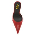 thumbnail image 3 of FSJ Women Pointed Toe Studded Backless Pumps Slip on Stiletto High Heel Mules Casual Dress Work Slides Shoes Size 7.5 Red, 3 of 5