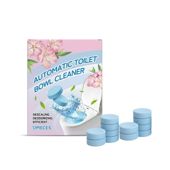 Camnix Automatic Toilet Bowl Cleaner Tablets Gel Toilet Tank Cleaners, Septic-Safe Hard Water Ring Stain Remover, Smell Eliminator Heavy Duty Toilet Cleaning & Deodorizer, Fresh Scent - 12 Tabs